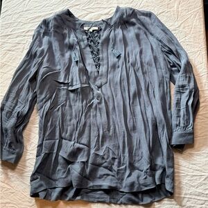 Madewell Charcoal Lace-Up Blouse